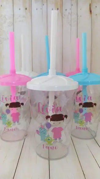 Copo Twister com Canudo Boo Monstros S.a.