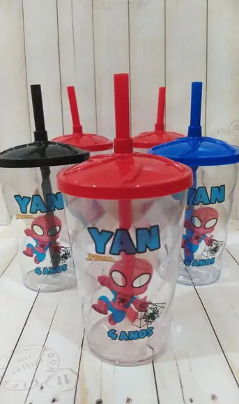 Copo Twister com Canudo Homem Aranha Baby