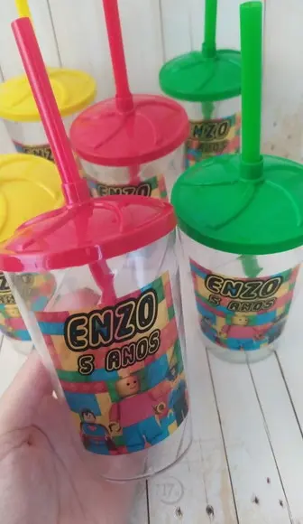 Copo Twister com Canudo Lego