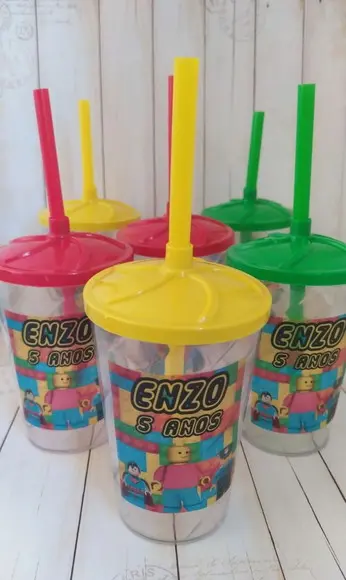 Copo Twister com Canudo Lego