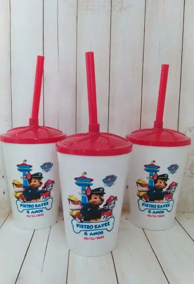 Copo Twister com Canudo Patrulha Canina