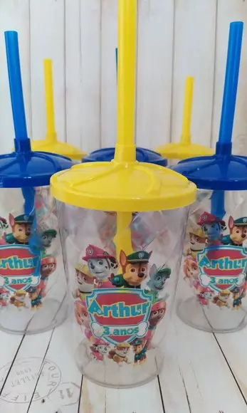 Copo Twister com Canudo Patrulha Canina