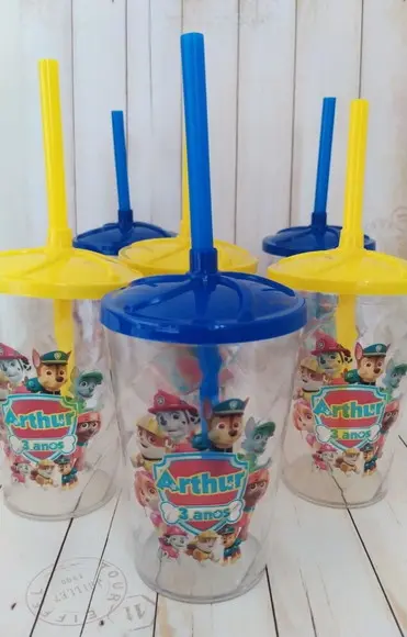 Copo Twister com Canudo Patrulha Canina