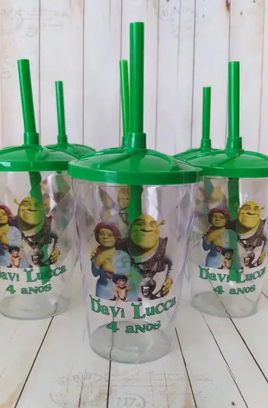 Copo Twister com Canudo Shrek e Fiona