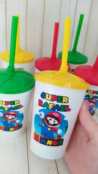 Copo Twister com Canudo Super Mario