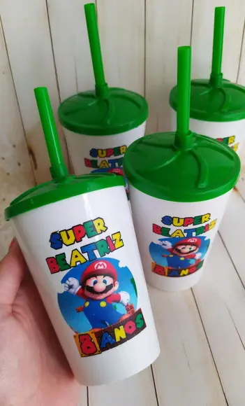 Copo Twister com Canudo Super Mario Menina