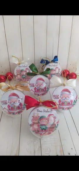 Esfera Bolinha de Natal com Foto Bebê Família Lembrancinha