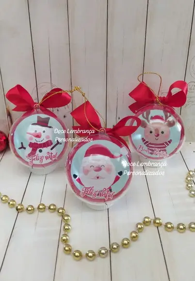 Esfera Bolinha de Natal Papai Noel Cute Lembrancinha