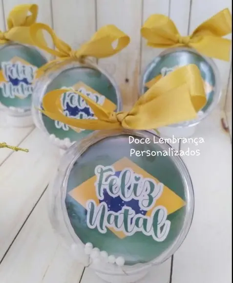 Esfera Bolinha de Natal Personalizada Copa do Mundo Brasil