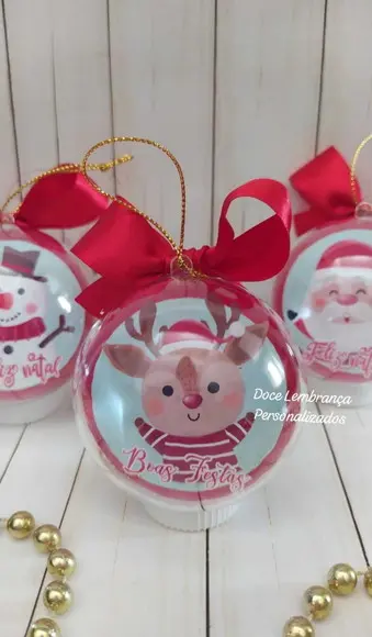 Esfera Bolinha de Natal Papai Noel Cute Lembrancinha
