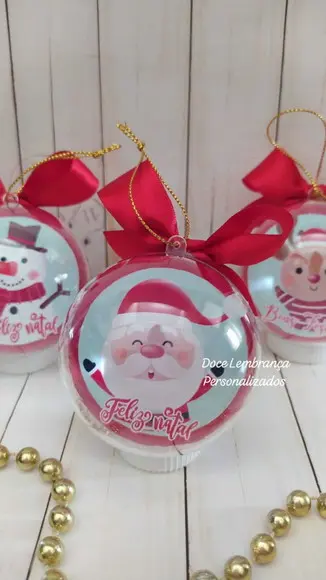 Esfera Bolinha de Natal Papai Noel Cute Lembrancinha