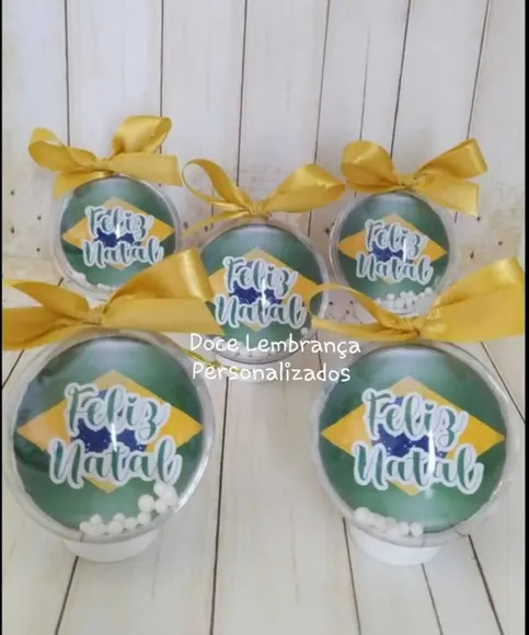 Esfera Bolinha de Natal Personalizada Copa do Mundo Brasil