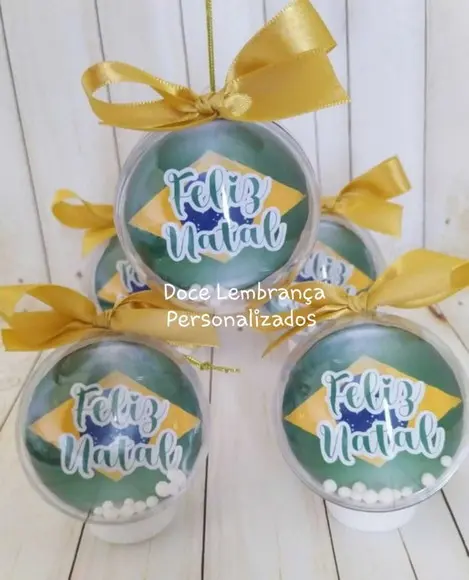 Esfera Bolinha de Natal Personalizada Copa do Mundo Brasil