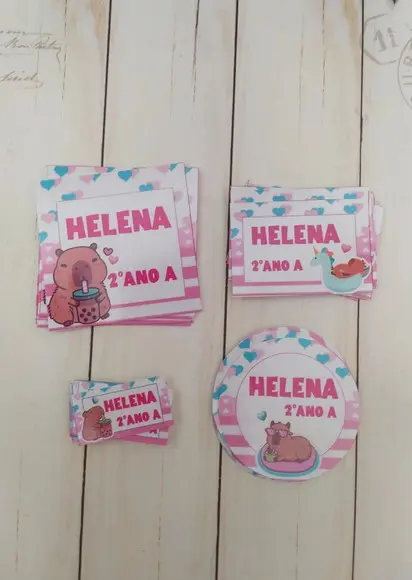 Etiqueta Escolar Capivara Cute 100 Unidades Personalizada