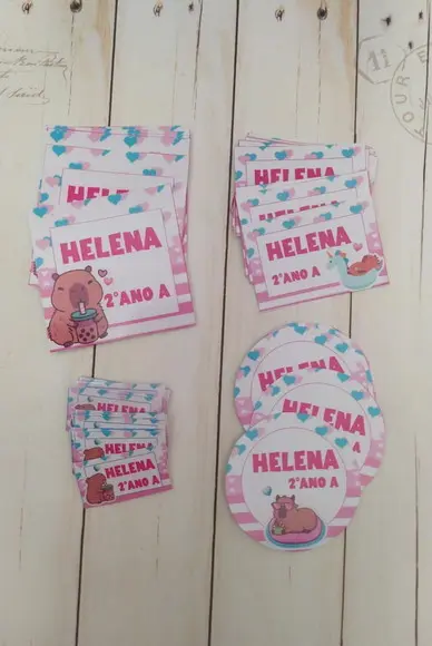 Etiqueta Escolar Capivara Cute 100 Unidades Personalizada