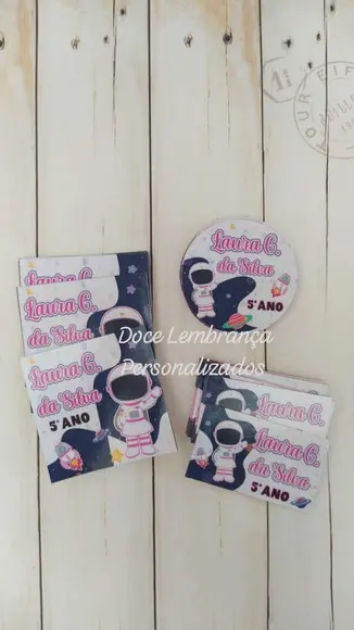 Etiqueta Escolar Personalizada Astronauta Menina