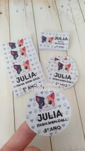 Etiqueta Escolar Personalizada Gatinho Cute