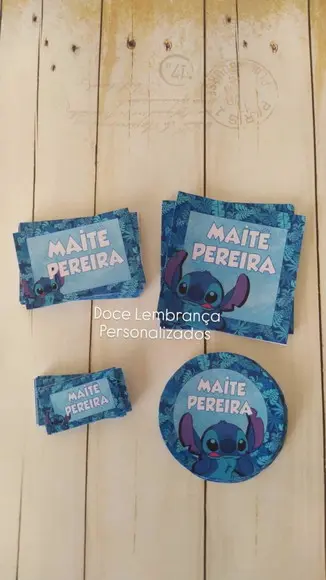 Etiqueta Escolar Personalizada com Chaveiro Stitch