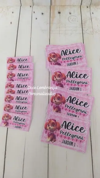Etiqueta Escolar Personalizada Skye Patrulha 100 Unidades