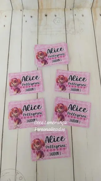 Etiqueta Escolar Personalizada Skye Patrulha 100 Unidades