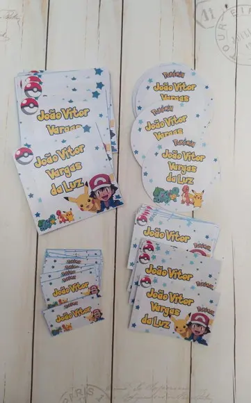 Etiqueta Escolar Pokémon 100 Unidades