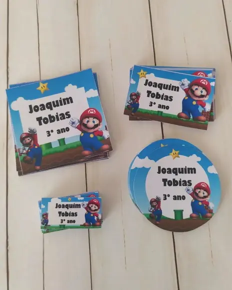 Etiqueta Escolar Super Mario Bros 100 Unidades