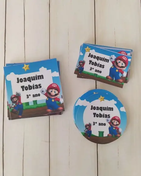 Etiqueta Escolar Super Mario Bros 100 Unidades