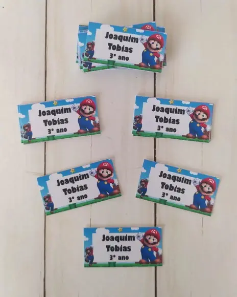 Etiqueta Escolar Super Mario Bros 100 Unidades