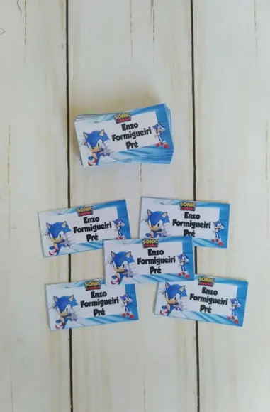 Etiquetas Escolares Sonic 100 Unidades