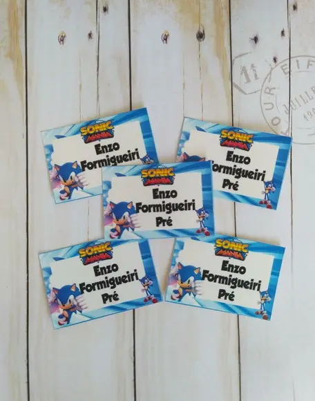 Etiquetas Escolares Sonic 100 Unidades