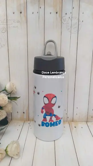 Garrafa Homem Aranha Personalizada com Nome Escolar, Passeio