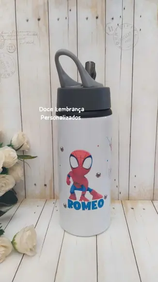 Garrafa Homem Aranha Personalizada com Nome Escolar, Passeio