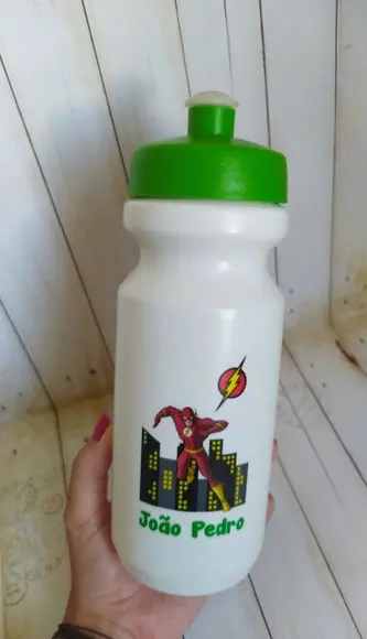 Garrafa Squeeze Escolar Flash Super Heróis