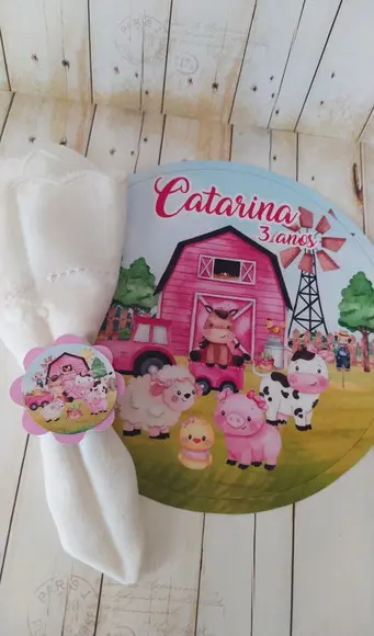 Kit Aniversário Festa Mesa Posta Fazendinha Rosa