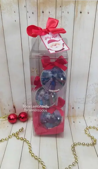 Kit Bolinha de Natal com Foto e Caixa para Presente