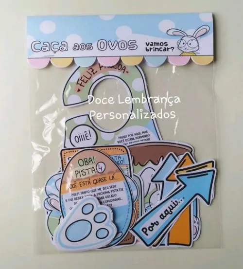 Kit Caça aos Ovos Coelho da Páscoa Azul e Laranja