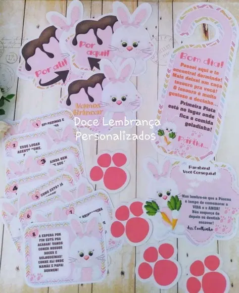 Kit Caça aos Ovos Páscoa Menina Coelho Rosa