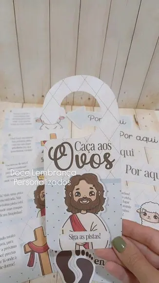 Kit Caça aos Ovos Religioso Páscoa Cristã Jesus