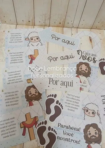 Kit Caça aos Ovos Religioso Páscoa Cristã Jesus