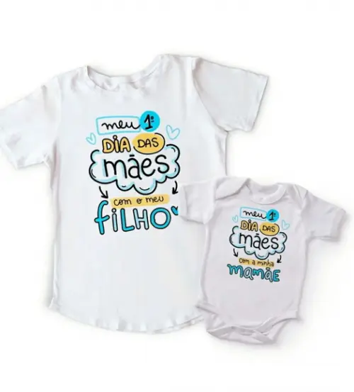 Kit Camiseta + Body Dia das Mães Menino (mãe/filho)