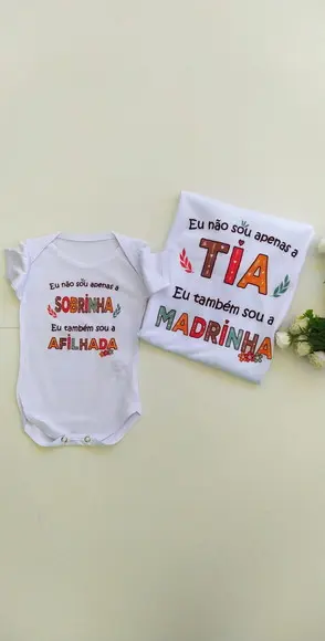 Kit Camiseta e Body Tia e Sobrinha/ Madrinha e Afilhada