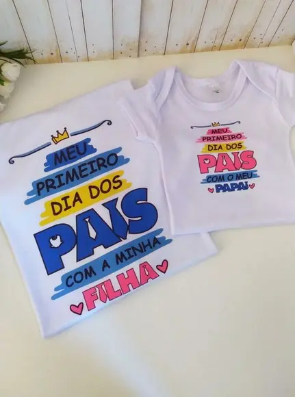 Kit Camiseta + Body Pai e Filha/dia dos Pais