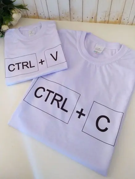 Kit Camisetas Personalizadas Ctrl c Ctrl V (pai e Filho (a)