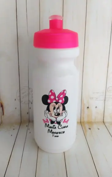 Kit Escolar Etiquetas, Toalhinha, Garrafa Minnie Rosa