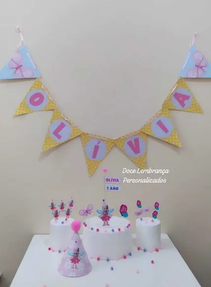 Kit Festa Aniversário Borboleta Rostinho Bebê com Chapéu Per