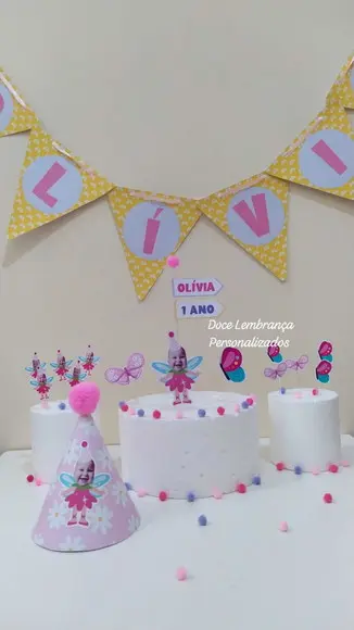Kit Festa Aniversário Borboleta Rostinho Bebê com Chapéu Per