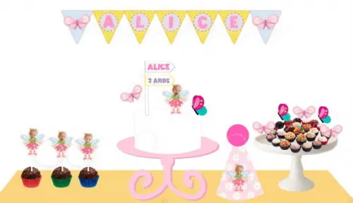 Kit Festa Aniversário Borboleta com Chapéu Personalizado