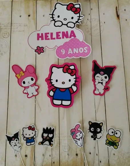 Kit Festa Topper para Bolo e Docinhos Hello Kitt