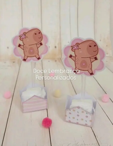 Kit Forminha + Topper Docinhos Capivara Aniversário Infantil