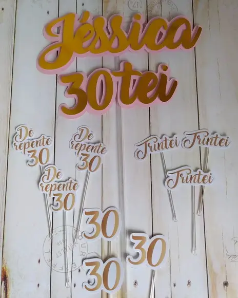 Kit Topper para Bolo e Docinhos 30 Anos